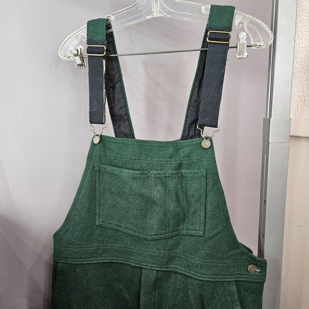Vint Big Bill Mens Wool Bib Overalls Pants Size L 32 Green Work Hunting Outdoor - Picture 3 of 10